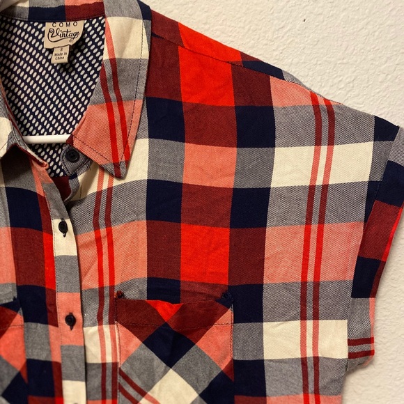 💜COMO- VTG Button Up Soft Flannel Short Sleeve- S - Picture 4 of 5